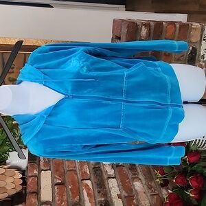 Bliss Velour Zip Up Hoodie Turquoise Blue Y2K Juicy Couture Style Tracksuit Jack